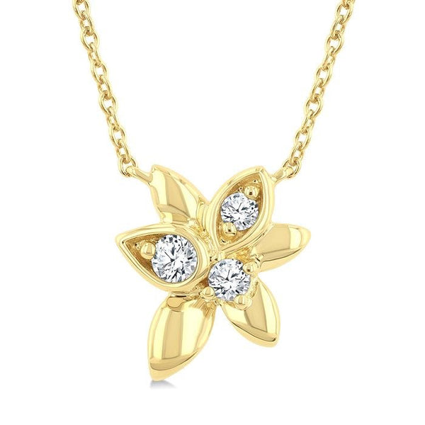 1/6 Ctw Starlit Petals Round Cut Diamond Fashion Pendant With Chain in 10K Yellow Gold