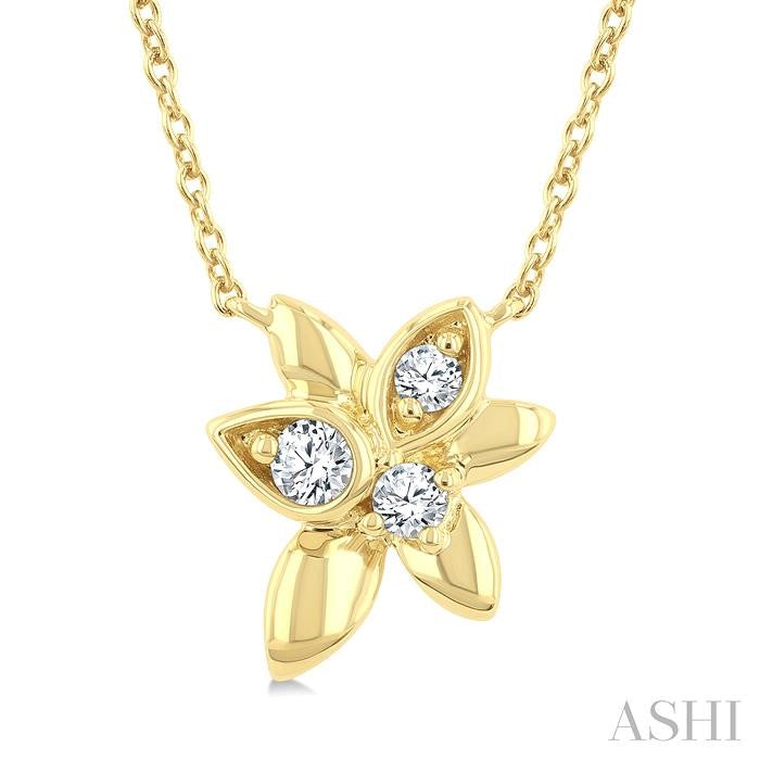 1/6 Ctw Starlit Petals Round Cut Diamond Fashion Pendant With Chain in 10K Yellow Gold