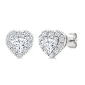 1/3 Ctw Heart and Round Cut Diamond Fashion Halo Stud Earrings in 14K White Gold