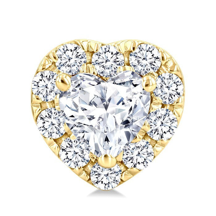 1/3 Ctw Heart and Round Cut Diamond Fashion Halo Stud Earrings in 14K Yellow Gold