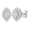 1/4 Ctw Marquise and Round Cut Diamond Fashion Halo Stud Earrings in 14K White Gold