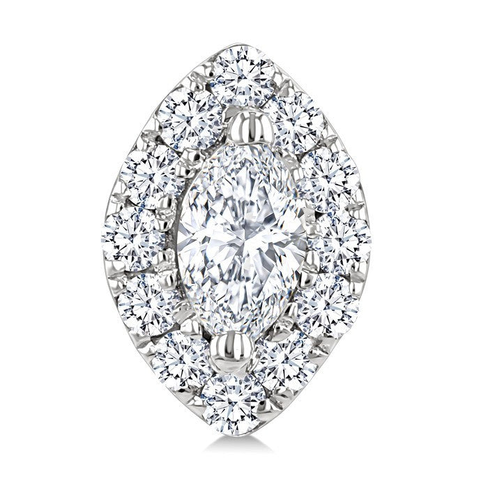 1/4 Ctw Marquise and Round Cut Diamond Fashion Halo Stud Earrings in 14K White Gold