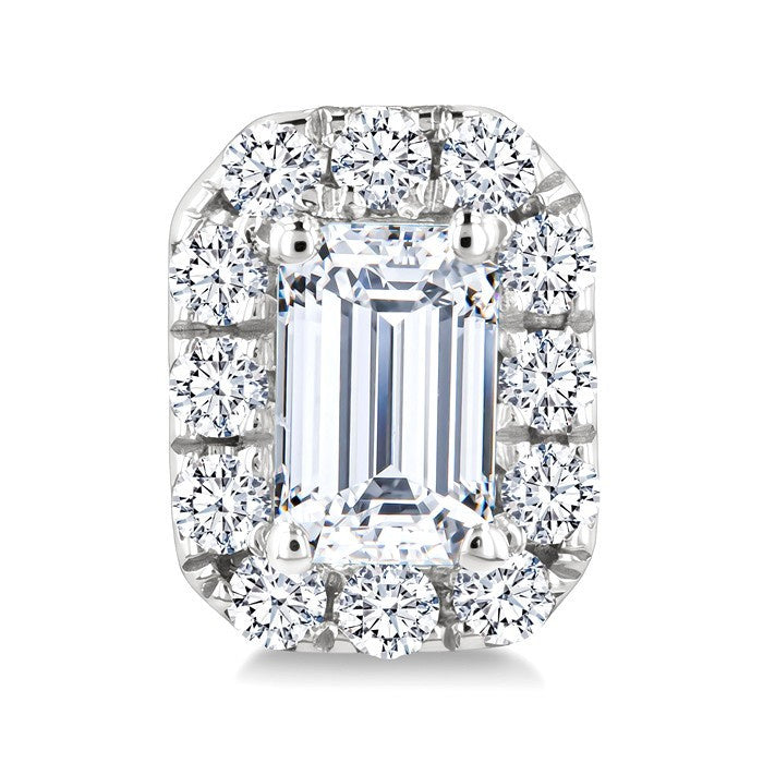 1/4 Ctw Octagon and Round Cut Diamond Fashion Halo Stud Earrings in 14K White Gold