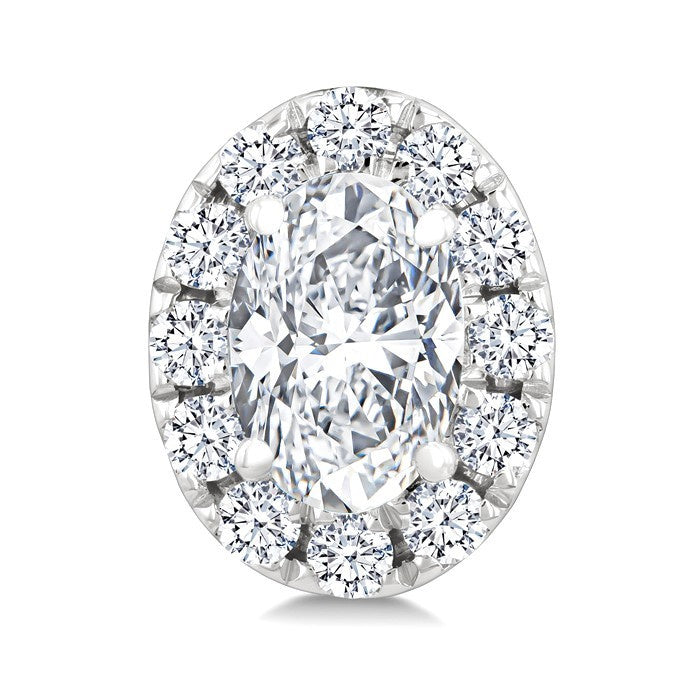 1/4 Ctw Oval and Round Cut Diamond Fashion Halo Stud Earrings in 14K White Gold