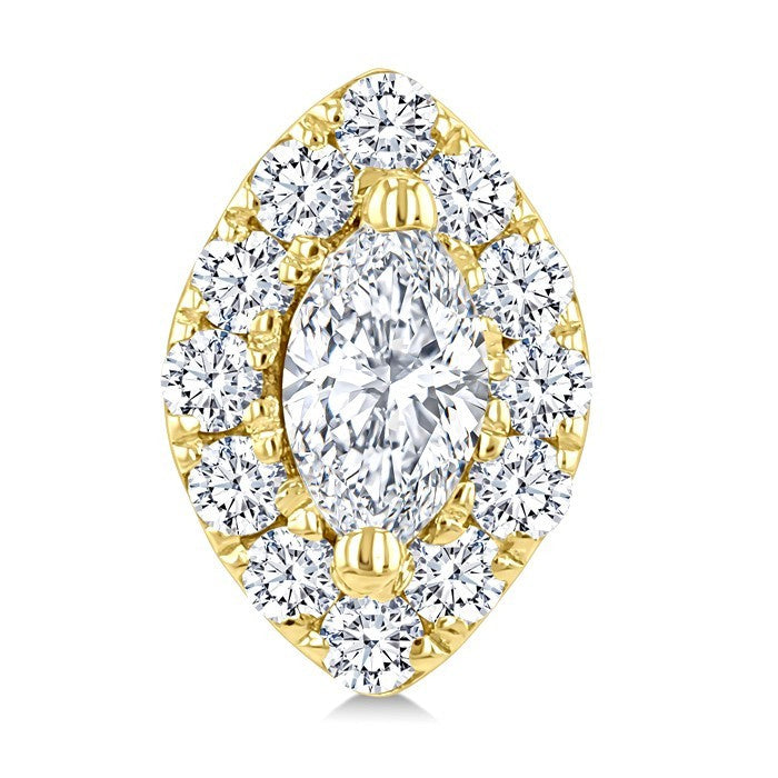 1/4 Ctw Marquise and Round Cut Diamond Fashion Halo Stud Earrings in 14K Yellow Gold
