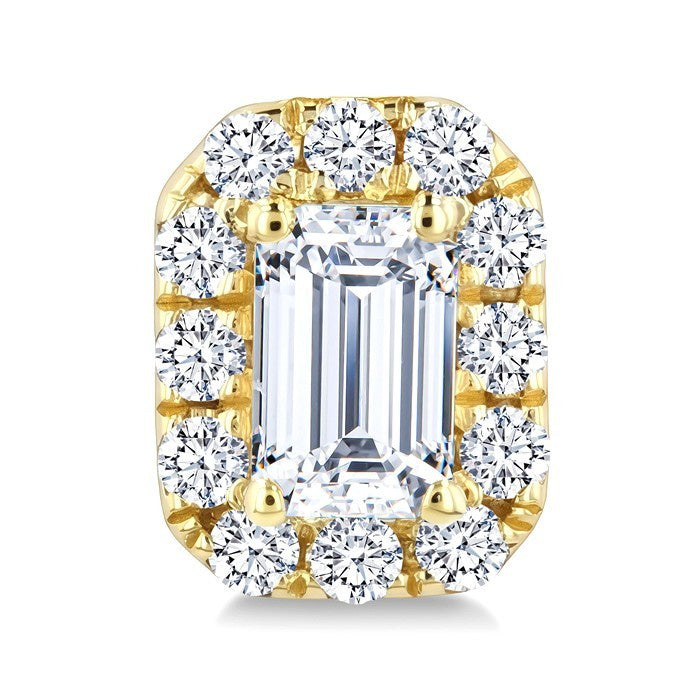 1/4 Ctw Octagon and Round Cut Diamond Fashion Halo Stud Earrings in 14K Yellow Gold