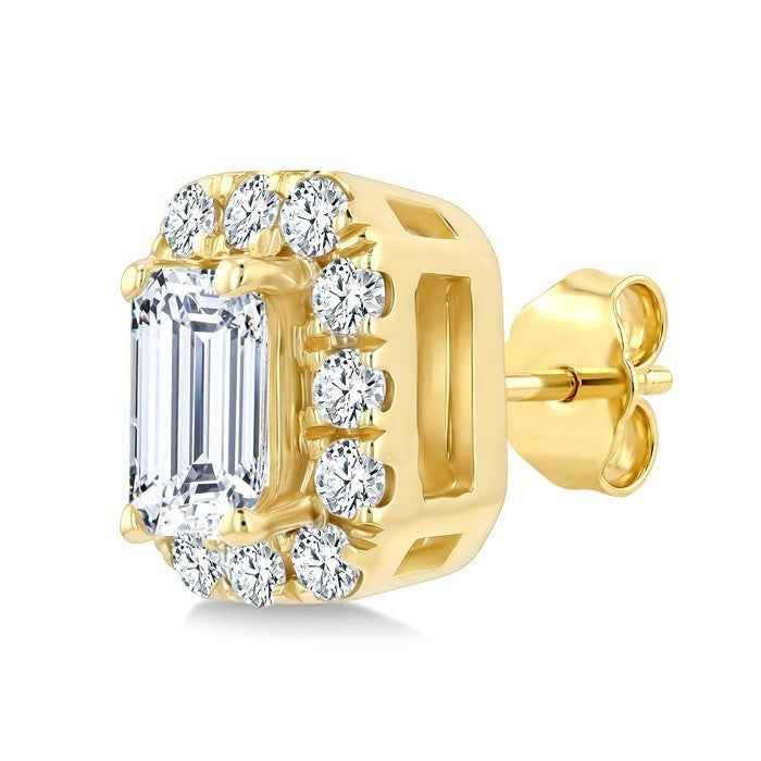 1/4 Ctw Octagon and Round Cut Diamond Fashion Halo Stud Earrings in 14K Yellow Gold