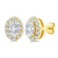 1/4 Ctw Oval and Round Cut Diamond Fashion Halo Stud Earrings in 14K Yellow Gold