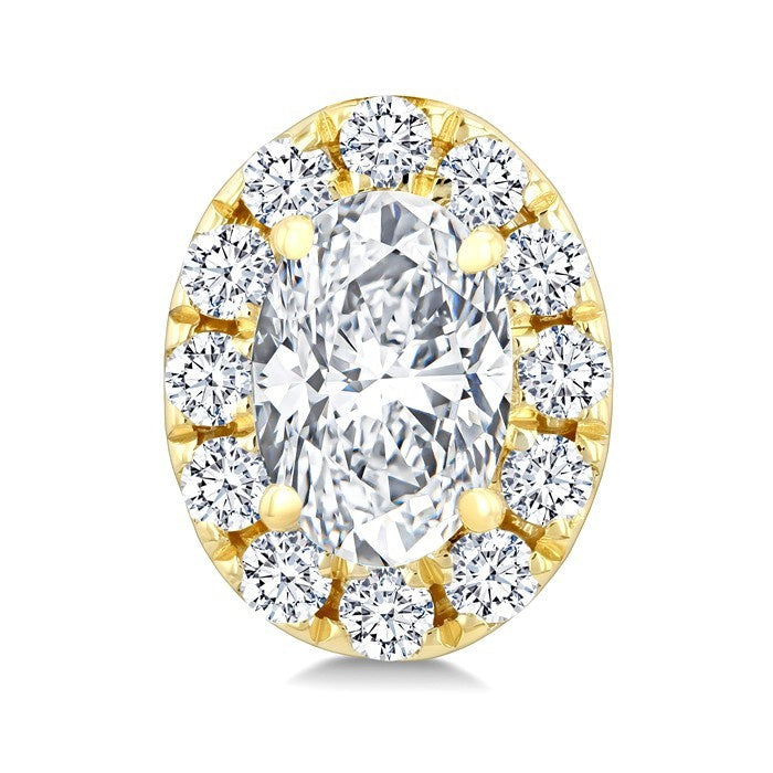 1/4 Ctw Oval and Round Cut Diamond Fashion Halo Stud Earrings in 14K Yellow Gold