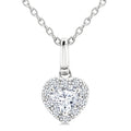 1/4 Ctw Heart and Round Cut Diamond Fashion Halo Pendant With Chain in 14K White Gold