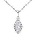 1/4 Ctw Marquise and Round Cut Diamond Fashion Halo Pendant With Chain in 14K White Gold