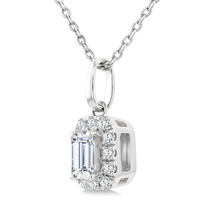 1/4 Ctw Octagon and Round Cut Diamond Fashion Halo Pendant in 14K White Gold