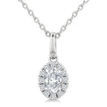 1/4 Ctw Oval and Round Cut Diamond Fashion Halo Pendant in 14K White Gold