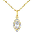 1/4 Ctw Marquise and Round Cut Diamond Fashion Halo Pendant With Chain in 14K Yellow Gold