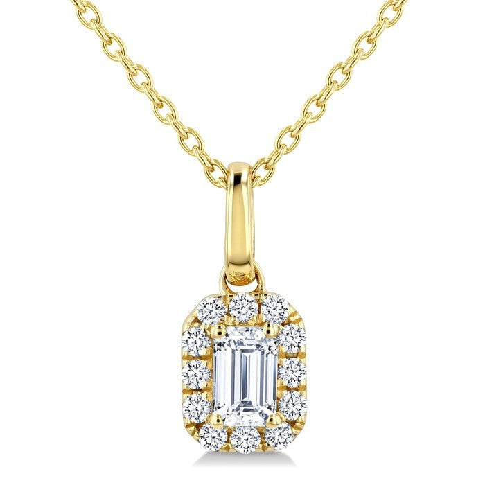 1/4 Ctw Octagon and Round Cut Diamond Fashion Halo Pendant With Chain in 14K Yellow Gold