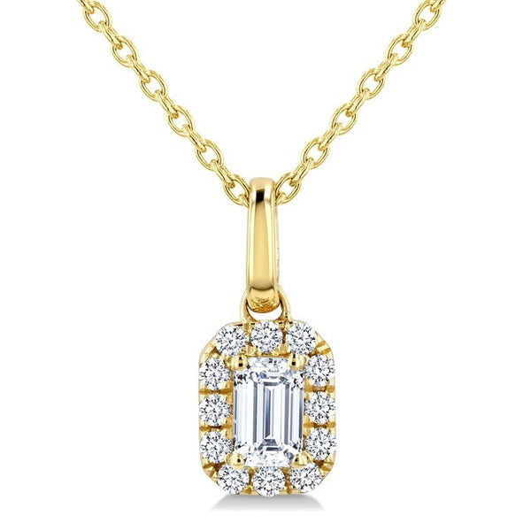 1/4 Ctw Octagon and Round Cut Diamond Fashion Halo Pendant With Chain in 14K Yellow Gold