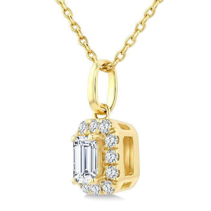 1/4 Ctw Octagon and Round Cut Diamond Fashion Halo Pendant With Chain in 14K Yellow Gold