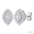 1/4 Ctw Marquise and Round Cut Diamond Fashion Halo Stud Earrings in 14K White Gold