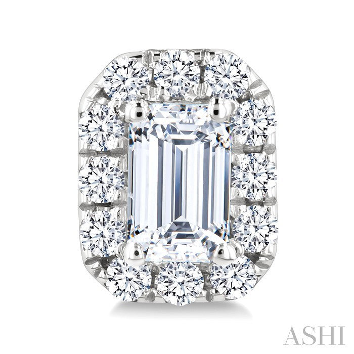 1/4 Ctw Octagon and Round Cut Diamond Fashion Halo Stud Earrings in 14K White Gold