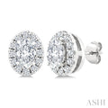 1/4 Ctw Oval and Round Cut Diamond Fashion Halo Stud Earrings in 14K White Gold