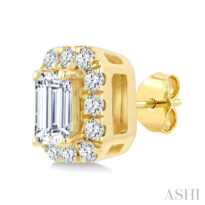 1/4 Ctw Octagon and Round Cut Diamond Fashion Halo Stud Earrings in 14K Yellow Gold