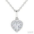 1/4 Ctw Heart and Round Cut Diamond Fashion Halo Pendant With Chain in 14K White Gold