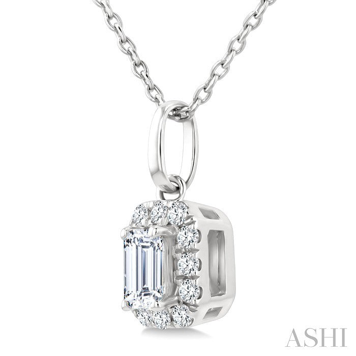 1/4 Ctw Octagon and Round Cut Diamond Fashion Halo Pendant in 14K White Gold