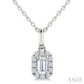 1/4 Ctw Octagon and Round Cut Diamond Fashion Halo Pendant in 14K White Gold