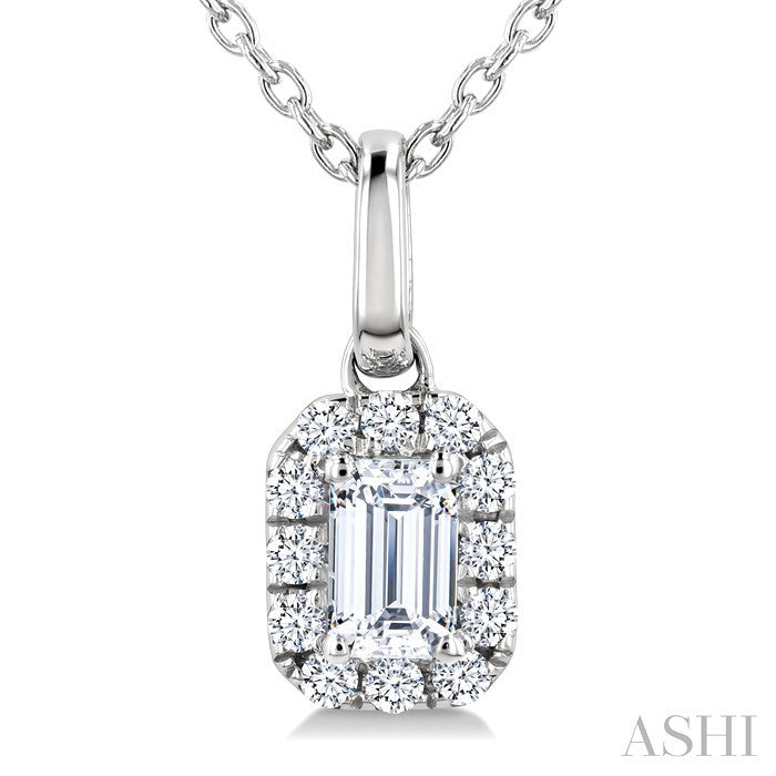 1/4 Ctw Octagon and Round Cut Diamond Fashion Halo Pendant in 14K White Gold