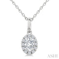 1/4 Ctw Oval and Round Cut Diamond Fashion Halo Pendant in 14K White Gold