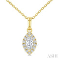 1/4 Ctw Marquise and Round Cut Diamond Fashion Halo Pendant With Chain in 14K Yellow Gold