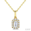 1/4 Ctw Octagon and Round Cut Diamond Fashion Halo Pendant With Chain in 14K Yellow Gold