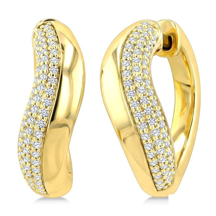 1/2 Ctw Round Cut Diamond Aeris Gold Fashion Hoop Earrings in 14K Yellow Gold