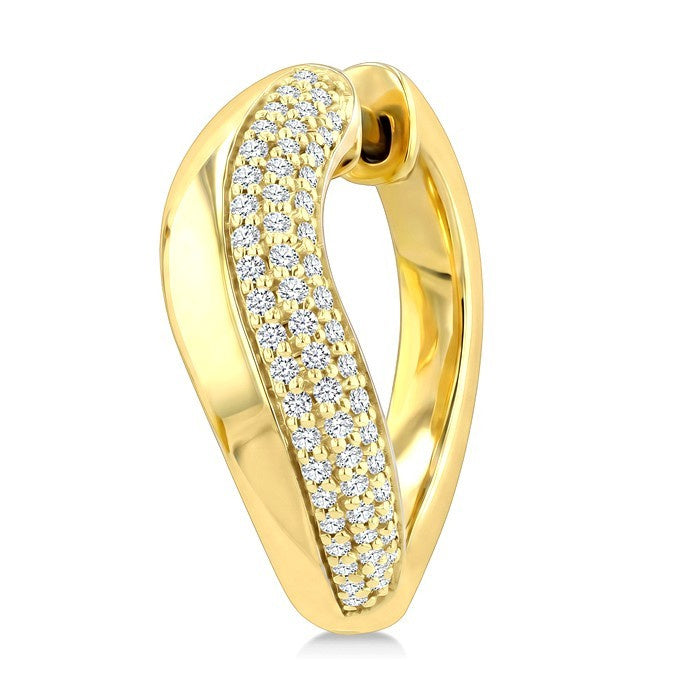 1/2 Ctw Round Cut Diamond Aeris Gold Fashion Hoop Earrings in 14K Yellow Gold