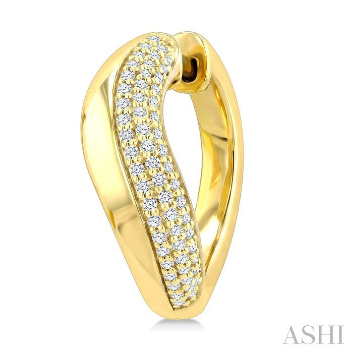 1/2 Ctw Round Cut Diamond Aeris Gold Fashion Hoop Earrings in 14K Yellow Gold