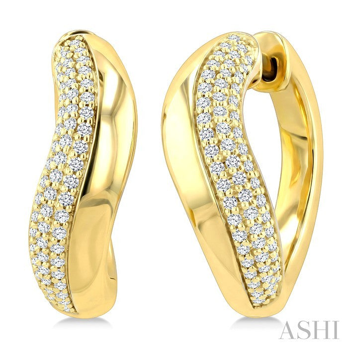 1/2 Ctw Round Cut Diamond Aeris Gold Fashion Hoop Earrings in 14K Yellow Gold