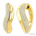 1/2 Ctw Round Cut Diamond Aeris Gold Fashion Hoop Earrings in 14K Yellow Gold