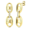 1/5 Ctw Round Cut Diamond Aeris Gold Semi Solid Mariner Link Fashion Earrings in 14K Yellow Gold