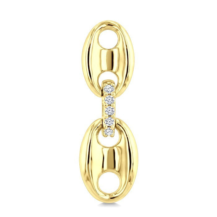 1/5 Ctw Round Cut Diamond Aeris Gold Semi Solid Mariner Link Fashion Earrings in 14K Yellow Gold
