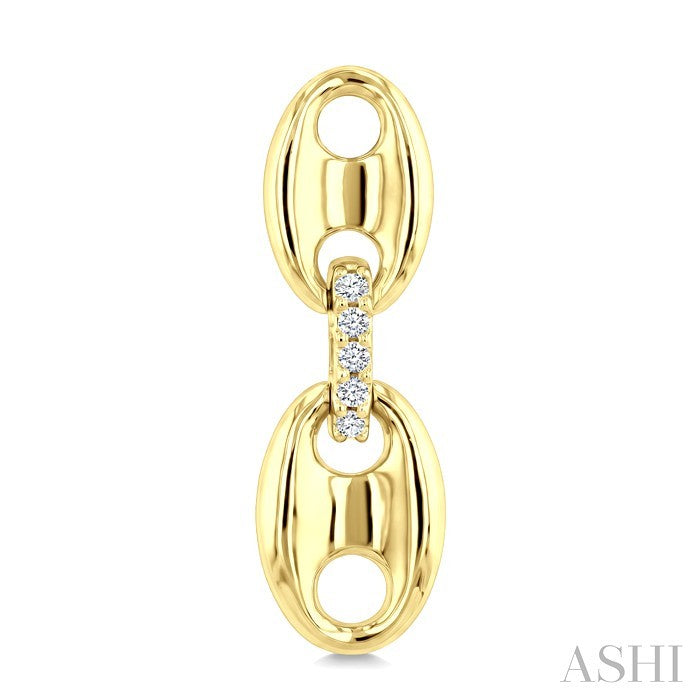 1/5 Ctw Round Cut Diamond Aeris Gold Semi Solid Mariner Link Fashion Earrings in 14K Yellow Gold