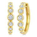 1 1/10 Ctw Graduated Bezel Set Round Cut Diamond Fashion Hoop Earrings in 14K Yellow Gold