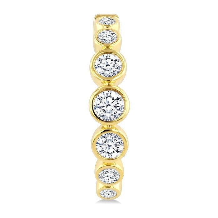 3/4 Ctw Bezel Set Round Cut Diamond Graduated Fashion Hoop Earrings in 14K Yellow Gold
