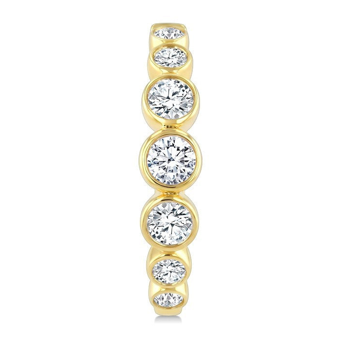 1/2 Ctw Graduated Bezel Set Round Cut Diamond Fashion Hoop Earrings in 14K Yellow Gold