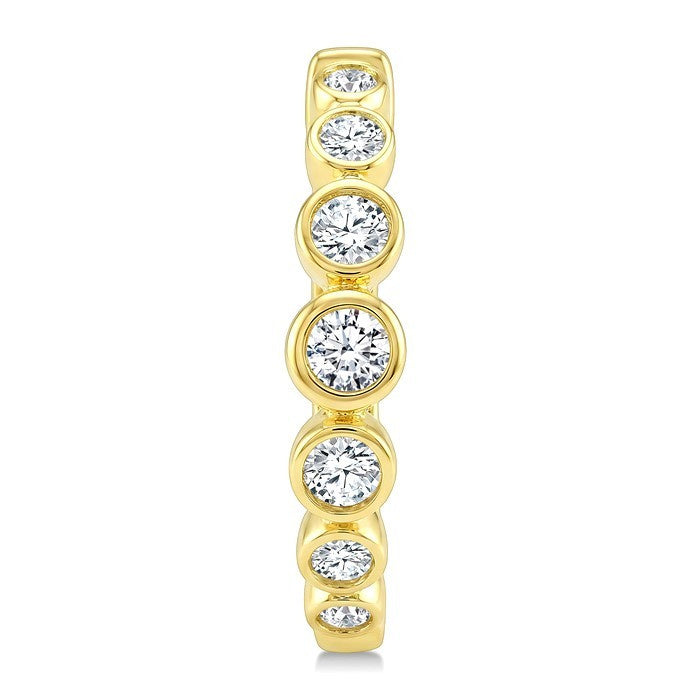 1/4 Ctw Graduated Bezel Set Round Cut Diamond Fashion Hoop Earrings in 14K Yellow Gold