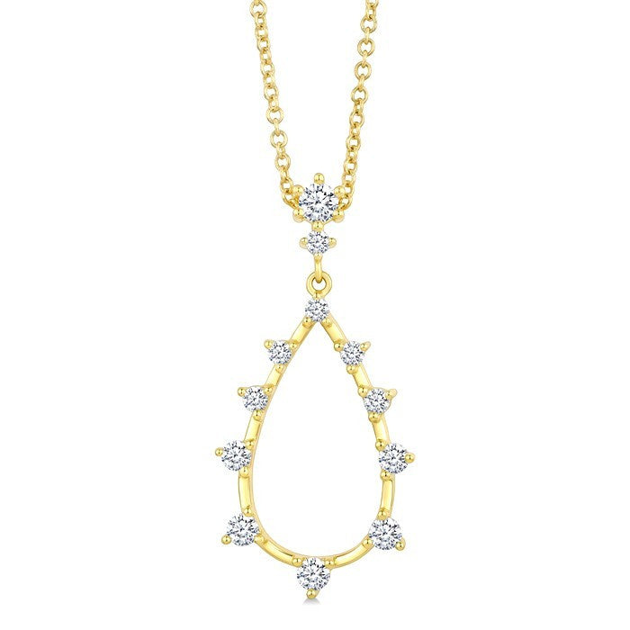 1/3 Ctw Round Cut Diamond Drop Floating Pendant With Chain in 14K Yellow Gold