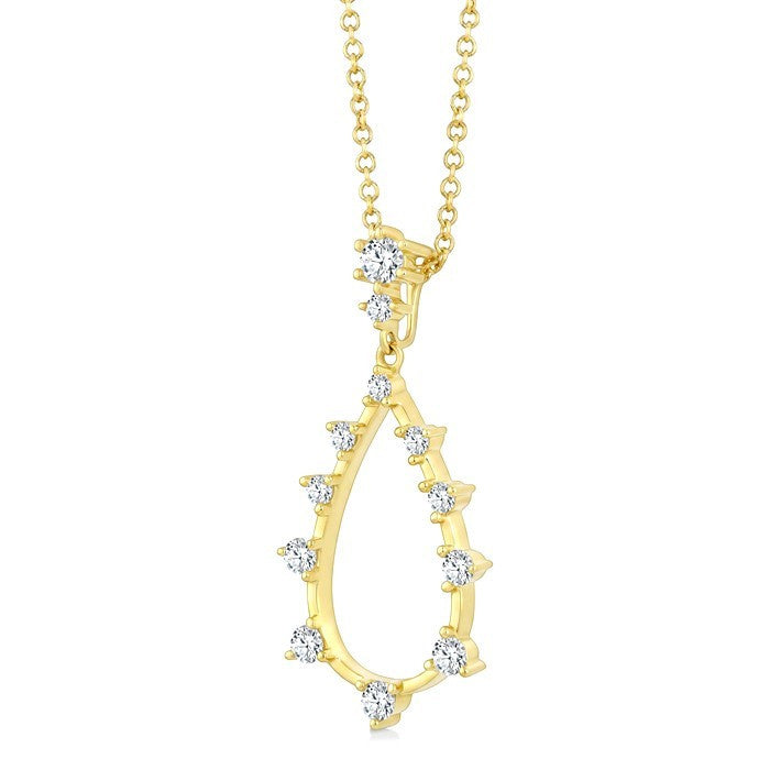 1/3 Ctw Round Cut Diamond Drop Floating Pendant With Chain in 14K Yellow Gold