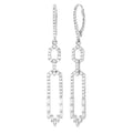 1 1/5 Ctw Paperclip Baguette and Round Cut Diamond Long Fashion Earrings in 14K White Gold