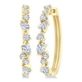 3/4 Ctw Round & Pear Diamond Cut Scatter Fashion Hoop Earrings in 14K Yellow Gold