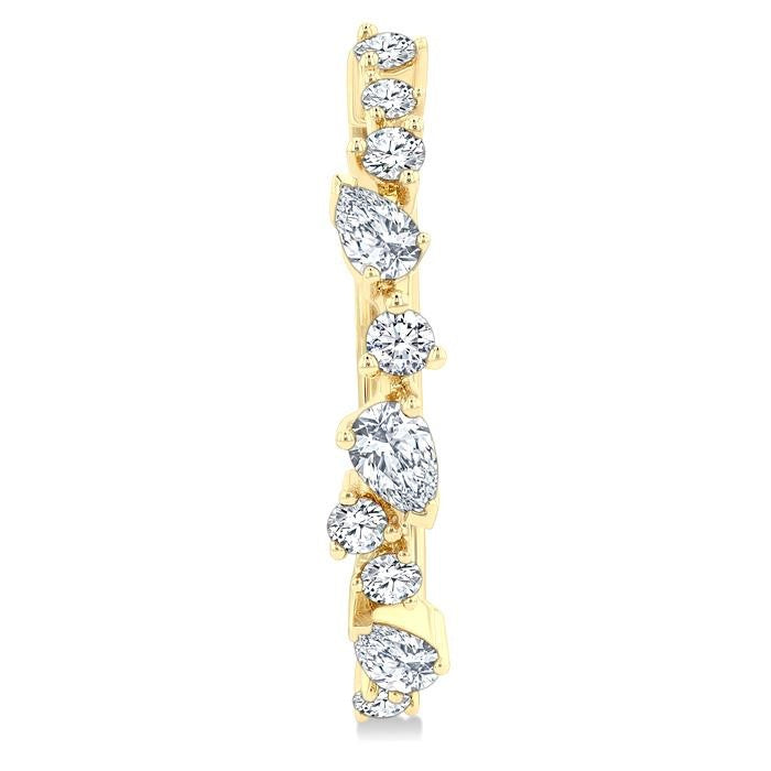3/4 Ctw Round & Pear Diamond Cut Scatter Fashion Hoop Earrings in 14K Yellow Gold