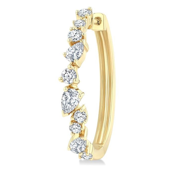 3/4 Ctw Round & Pear Diamond Cut Scatter Fashion Hoop Earrings in 14K Yellow Gold